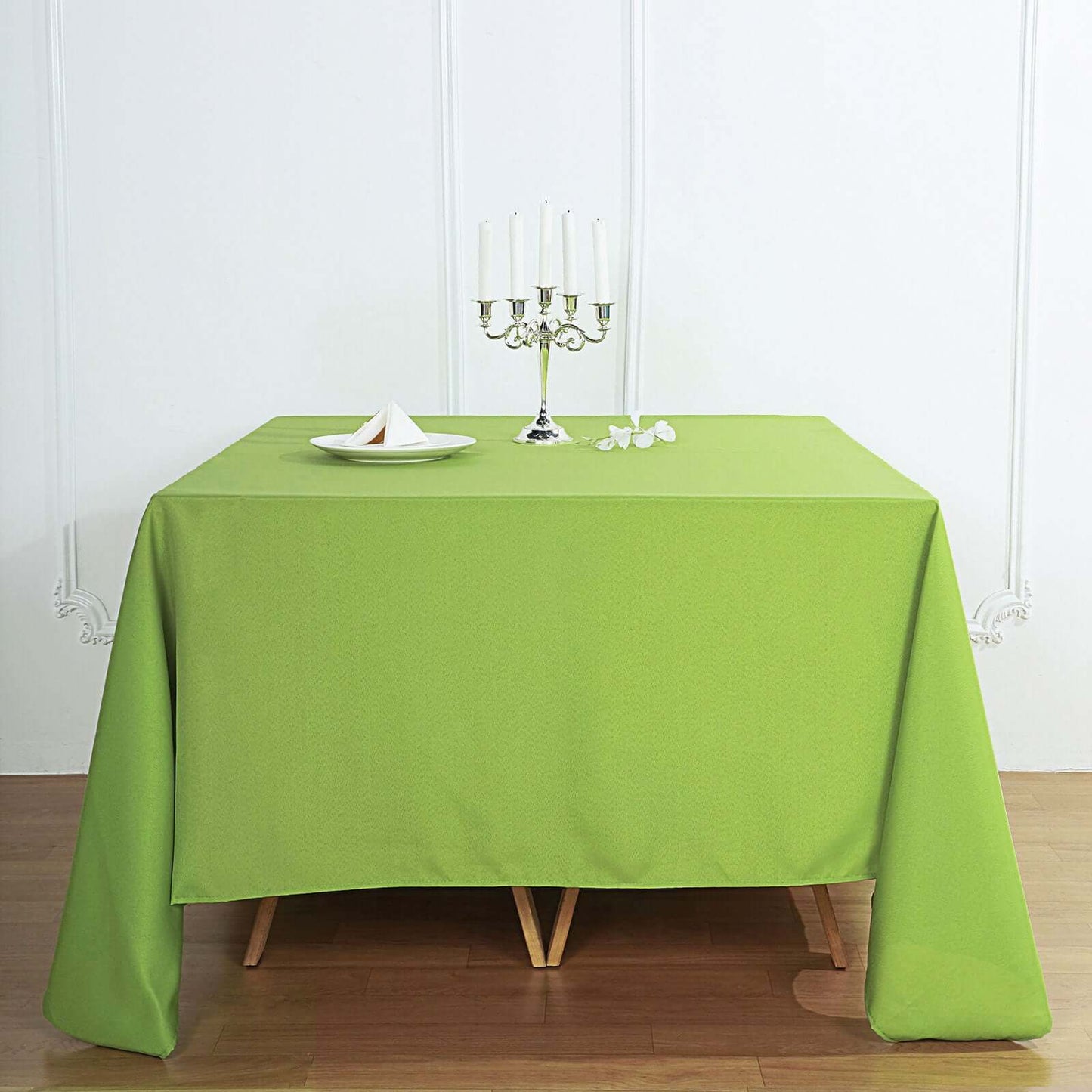 Polyester Square 90"x90" Tablecloth Apple Green - Wrinkle-Resistant & Durable Table Cover