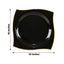 10-Pack Plastic 10" Square Dinner Plates in Black with Gold Wavy Rim Modern - Disposable Party Plates