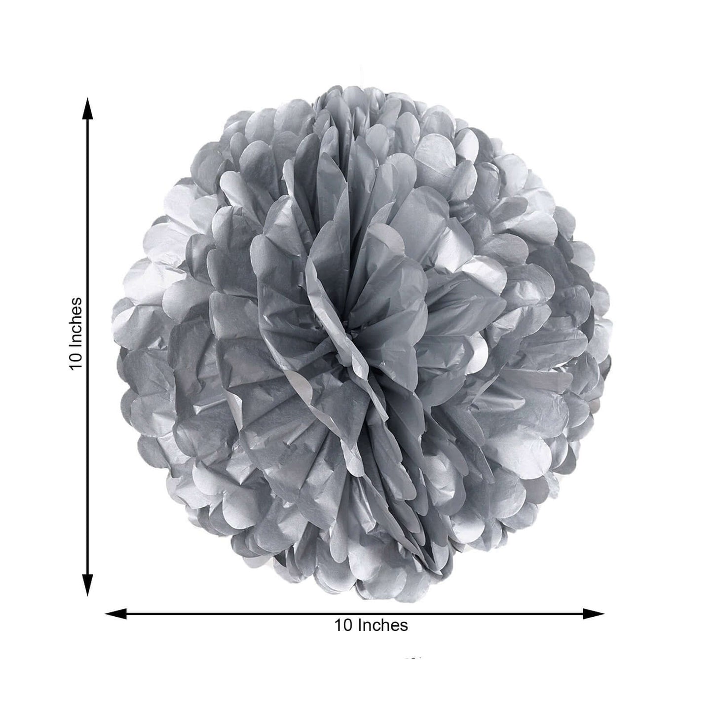 6 Pack 10" Silver Tissue Paper Pom Poms Flower Balls, Ceiling Wall Hanging Decorations