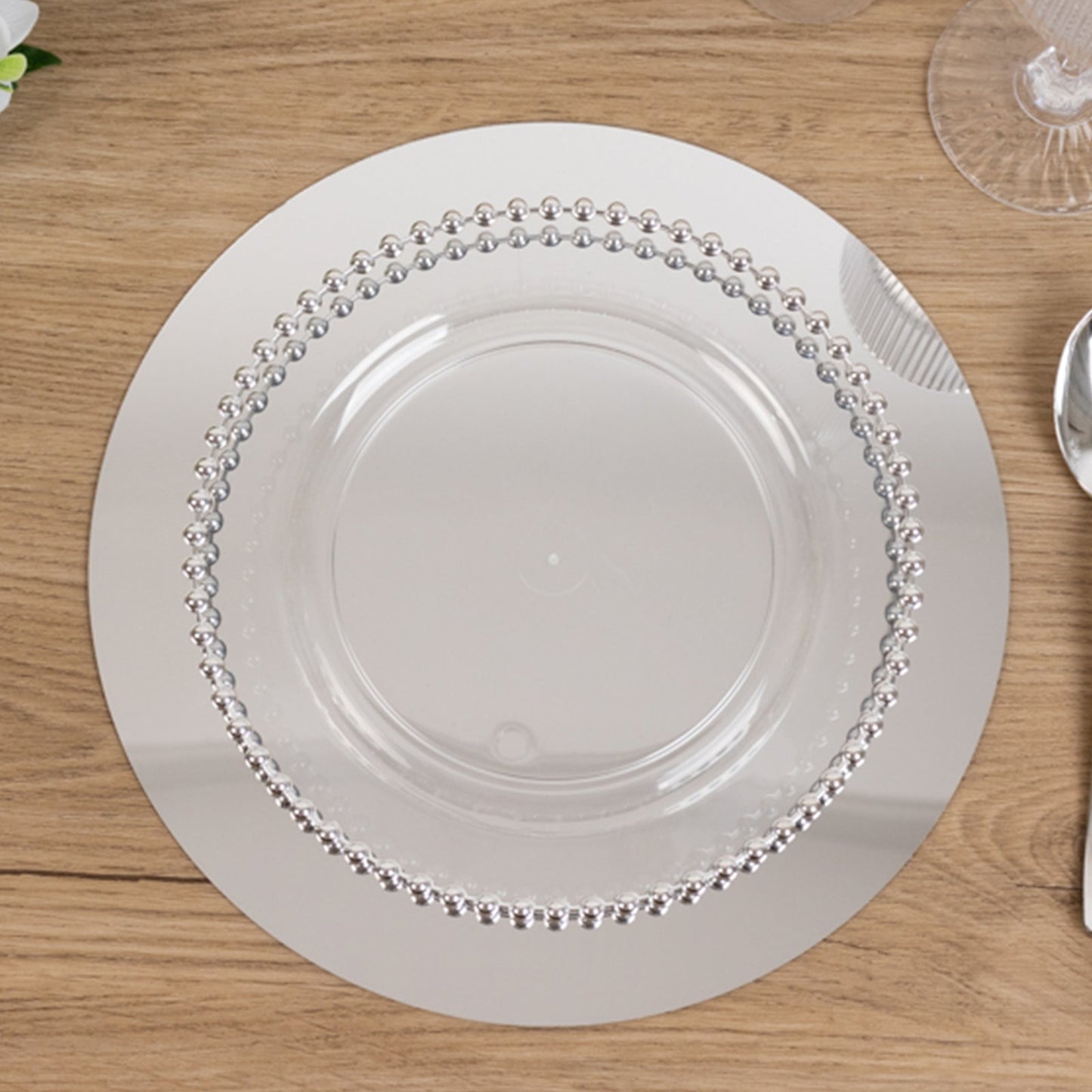 10-Pack Candle Plate Centerpiece Bases Circle Acrylic Mirror Tray Silver Round - Event Decor 10"