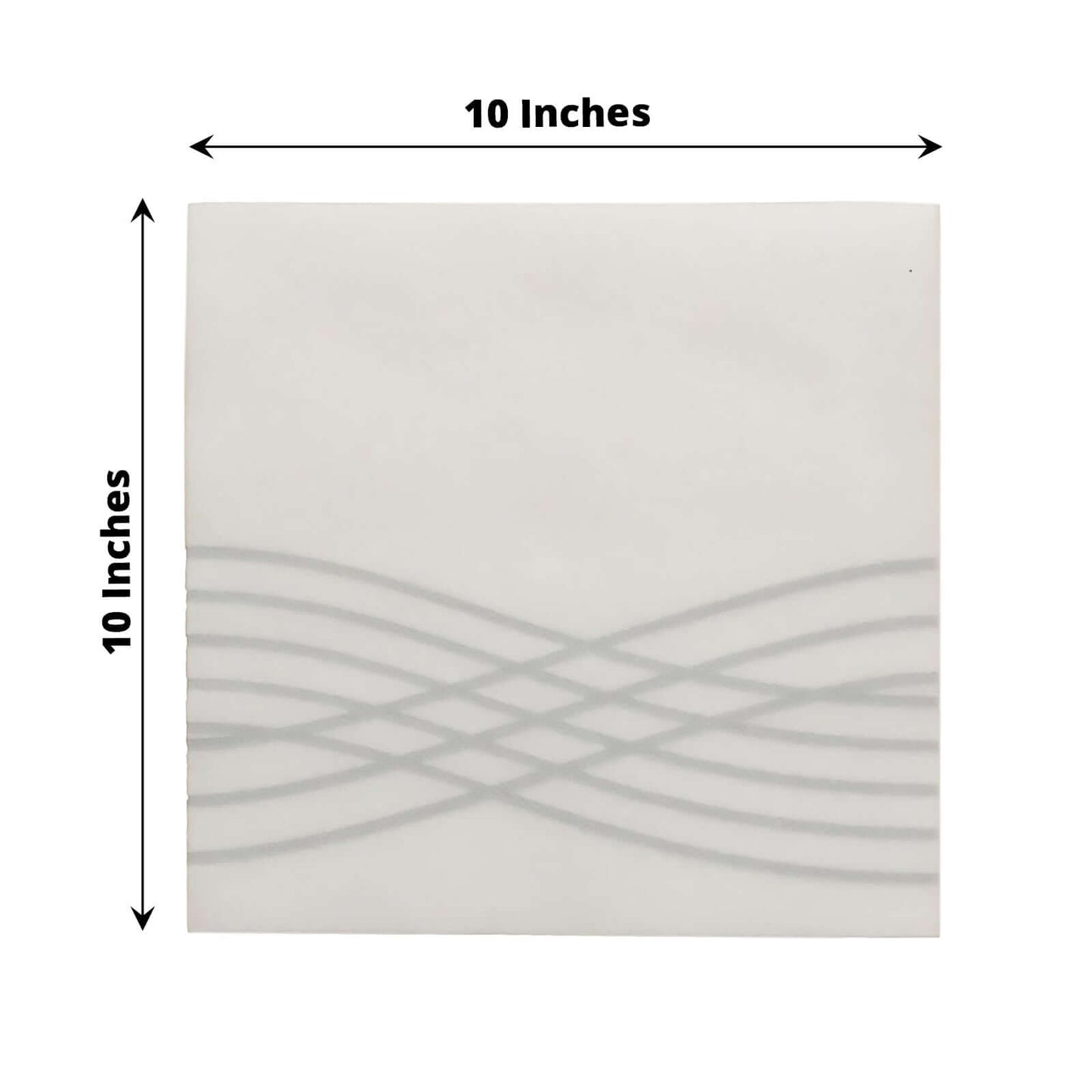 20 Pack Linen-Like Paper 5"x5" Napkins White - Silver Foil Wave Design Airlaid Cocktail Napkins