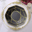 10-Pack Plastic 10" Octagon Dinner Plates in Black - Modern Disposable Party Plates with Gold Geometric Design for Special Occasions & Celebrations