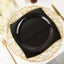 10-Pack Plastic 10" Square Dinner Plates in Black with Gold Wavy Rim Modern - Disposable Party Plates