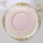 10-Pack Plastic 10" Round Dinner Plates in Blush with Gold Scalloped Rim - Disposable Party Plates
