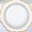 10-Pack Plastic Dinner Plates White with Fancy Silver Lace Rim - Stylish Disposable Plates for Events 10"