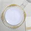 10-Pack Plastic 10" Round Dinner Plates in White with Gold Rim - Glossy Disposable Party Plates for Banquets & Special Occasions