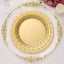 10-Pack Plastic Dinner Plates Gold Basketweave Rim - Durable Disposable Dinner Plates 10"