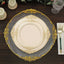10-Pack Plastic 10" Round Dinner Plates in Ivory with Gold Leaf Embossed Rim - Disposable Vintage Baroque Style Plates