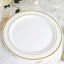 10-Pack Plastic Dinner Plates White with TrÃ¨s Chic Gold Rim - Perfect Disposable Party Plates 10"