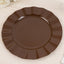 10-Pack Plastic 11" Round Dinner Plates in Cinnamon Brown Ruffled Rim with Gold Edging - Sturdy Disposable Dinnerware