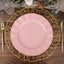 10-Pack Plastic 11" Round Dinner Plates in Dusty Rose Ruffled Rim with Gold Edging - Sturdy Disposable Dinnerware