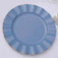 10-Pack Plastic 11" Round Dinner Plates in Ocean Blue Ruffled Rim with Gold Edging - Sturdy Disposable Dinnerware