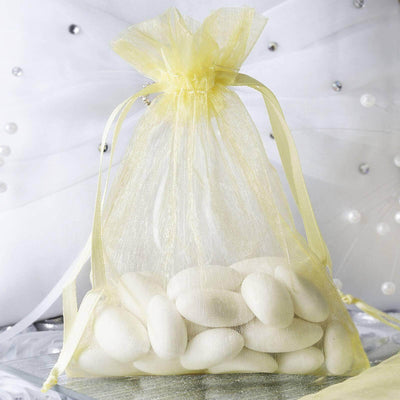 10 Pack 4"x6" Yellow Organza Drawstring Wedding Party Favor Gift Bags - Clearance SALE