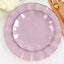 10-Pack Plastic Round 6" Dessert Plates in Lavender Lilac Ruffled Rim with Gold Edging - Sturdy Disposable Salad Appetizer Dinnerware