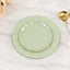 10-Pack Plastic Round 6" Dessert Plates in Sage Green Ruffled Rim with Gold Edging - Sturdy Disposable Salad Appetizer Dinnerware