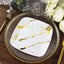 10-Pack Plastic 8" Square Dessert Plates in White with Gold Marble Design - Disposable Appetizer Salad Party Plates for Weddings, Banquets & Special Events
