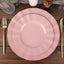 10-Pack Plastic 9" Round Dinner Plates in Dusty Rose Ruffled Rim with Gold Edging - Sturdy Disposable Dinnerware