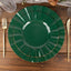 10-Pack Plastic 9" Round Dinner Plates in Hunter Emerald Green Ruffled Rim with Gold Edging - Sturdy Disposable Dinnerware