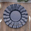 10-Pack Plastic 9" Round Dinner Plates in Navy Blue Ruffled Rim with Gold Edging - Sturdy Disposable Dinnerware