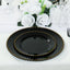 10-Pack Black Plastic Dessert Plates â€“ 8" Round with Gold Beaded Rim, Disposable for Parties & Events