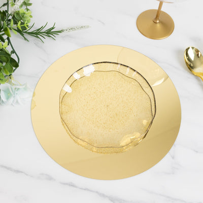 10-Pack Candle Plate Centerpiece Bases Circle Acrylic Mirror Tray Gold Round - Event Decor 10’’ - Decorations