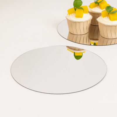 10-Pack Candle Plate Centerpiece Bases Circle Acrylic Mirror Tray Silver Round - Event Decor 8’’ - Decorations