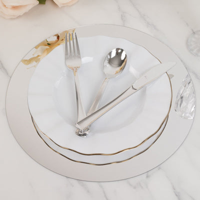 10-Pack Candle Plate Table Setting Circle Acrylic Mirror Tray Silver Round - Event Centerpiece Decor 12’’ - Decorations