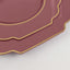 10-Pack Plastic Dessert Appetizer Plates in Cinnamon Rose Baroque Design with Scalloped Gold Rim - Heavy Duty Disposable Salad Plates 8"