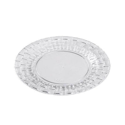 10-Pack Dessert Plates Basketweave Rim Design Clear - Plastic Disposable Salad Plates for Parties 7’’ - Plates