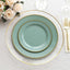 10-Pack Dusty Sage Green Plastic Dessert Plates â€“ 8" Round with Gold Beaded Rim, Disposable for Parties & Events