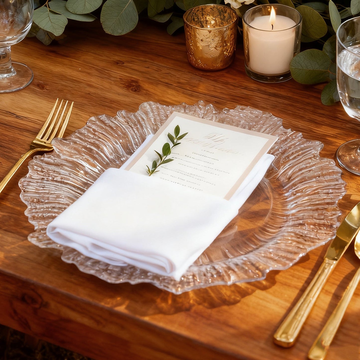 10 Pack Economy Reef Plastic Charger Plates â€“ 13’’ Clear Dinner Plate Chargers for Weddings Parties & Catering