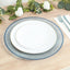 10-Pack Economy Round Plastic Charger Plates 13’’ in Transparent Dusty Blue with Beaded Rim Stylish Dinner Party