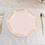 10-Pack Plastic 10" Round Dinner Plates in Blush with Gold Embossed Scalloped Edge - Chic Disposable Party Plates for Special Occasions & Banquets