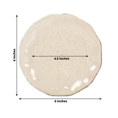 10-Pack Plastic Round 6’’ Dessert Plates in Gold Glitter with Ruffled Rim - Transparent Sturdy Disposable Salad