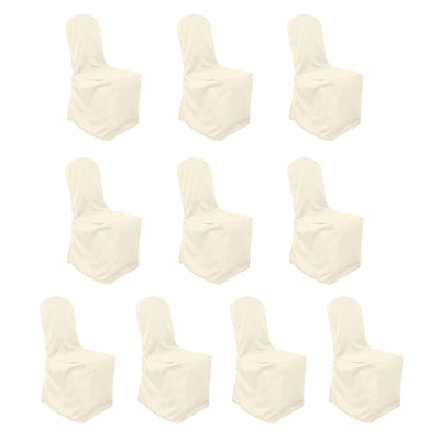 10 Pack Polyester Chair Cover for Banquet Chairs Beige - Stain-Resistant Reusable Slip-On Slipcover