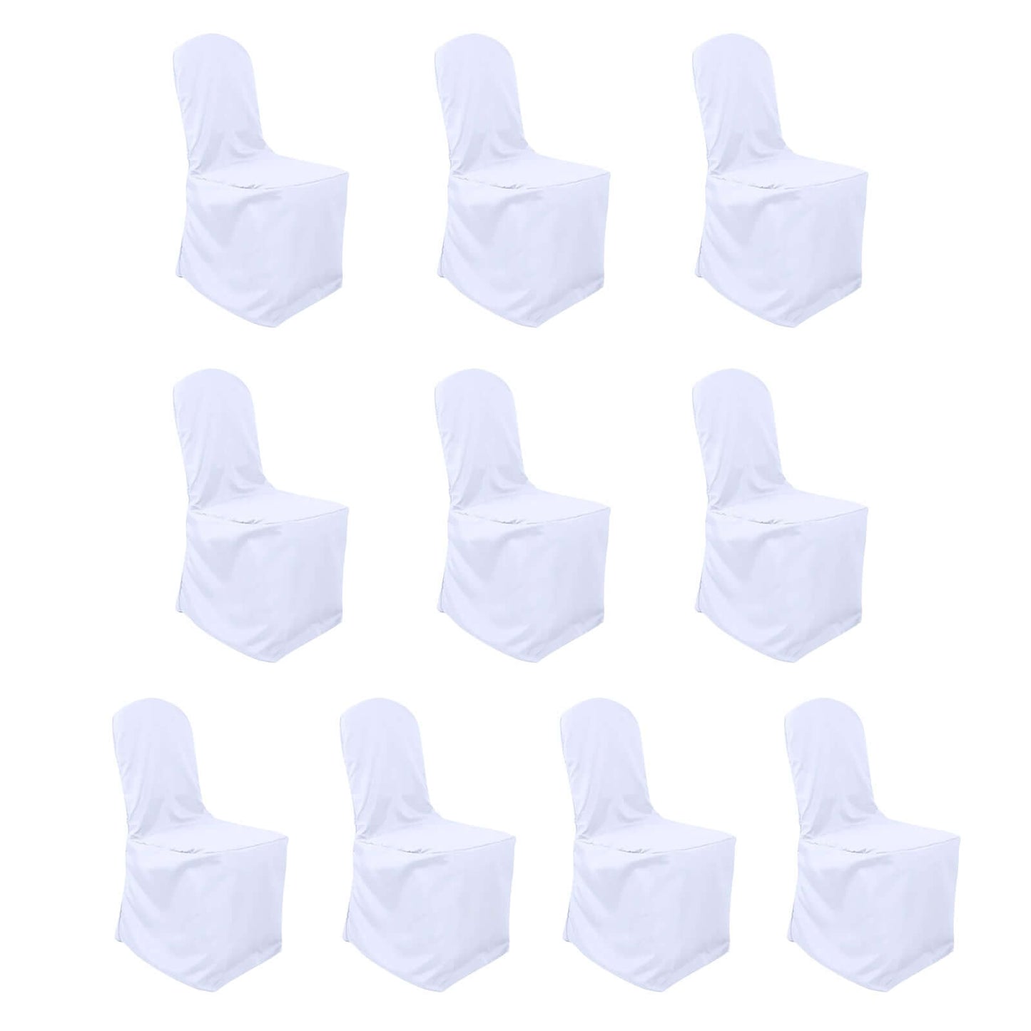 10 Pack Polyester Chair Cover for Banquet Chairs White - Stain-Resistant Reusable Slip-On Slipcover