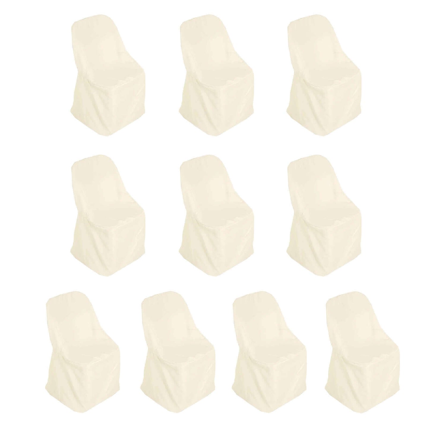 10 Pack Polyester Chair Covers for Folding Chairs Beige - Wrinkle-Free Stain-Resistant Slip-On Slipcovers