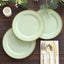 10-Pack Sage Green Plastic Dessert Plates â€“ 8" Round with Gold Beaded Rim, Disposable for Parties & Events