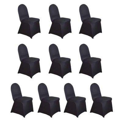 10 Pack Spandex Chair Covers for Banquet Chairs Black - Durable Reusable Stretch Slip-On Covers for Gatherings
