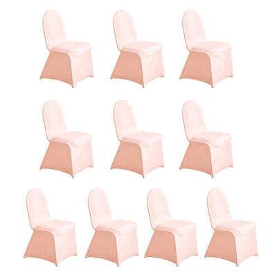 10 Pack Spandex Chair Covers for Banquet Chairs Blush - Durable Reusable Stretch Slip-On Covers