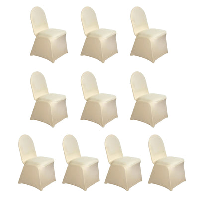 10 Pack Spandex Chair Covers for Banquet Chairs Champagne - Durable Reusable Stretch Slip-On Covers