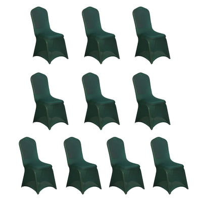 10 Pack Spandex Chair Covers for Banquet Chairs Hunter Emerald Green - Durable Reusable Stretch Slip-On Covers