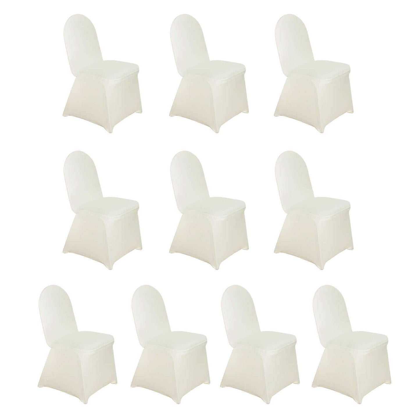 10 Pack Spandex Chair Covers for Banquet Chairs Ivory - Durable Reusable Stretch Slip-On Covers