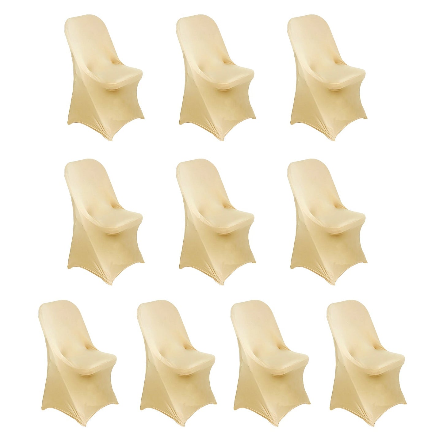 10 Pack Stretch Spandex Chair Covers Champagne for Folding Chairs - Durable 160GSM Fitted Slipcovers