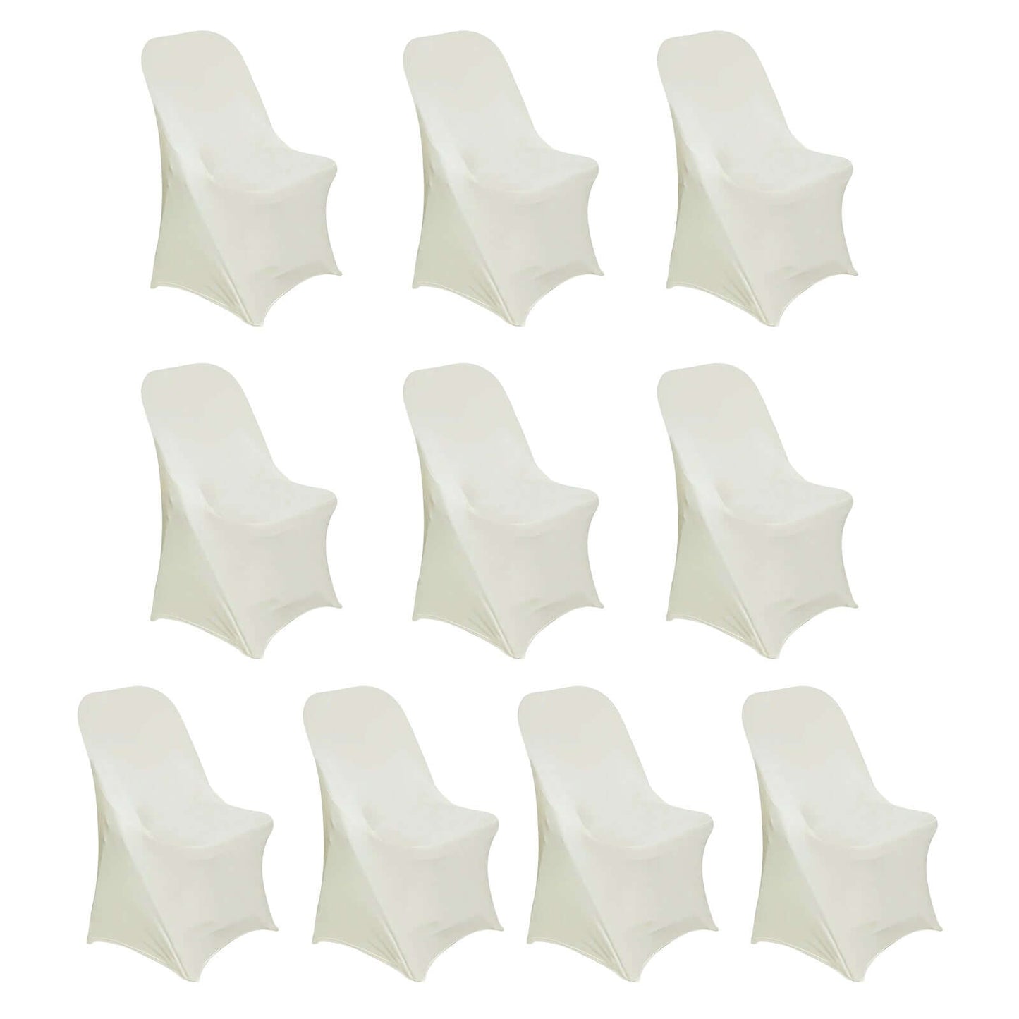 10 Pack Stretch Spandex Chair Covers Ivory for Folding Chairs - Durable 160GSM Fitted Slipcovers