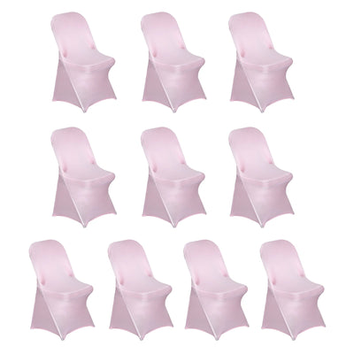 10 Pack Stretch Spandex Chair Covers Pink for Folding Chairs - Durable 160GSM Fitted Slipcovers
