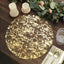 10-Pack Table Placemats Foil Design Metallic Gold Round - Mesh Disposable Shiny Dining Mats 13"