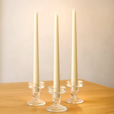 10-Pack Taper Candles Premium Wax Design Ivory - Unscented Candles for Upscale Settings 10’’ - Decorations