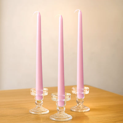 10-Pack Taper Candles Premium Wax Design Pink - Unscented Candles for Upscale Settings 10’’ - Decorations