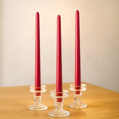10-Pack Taper Candles Premium Wax Design Red - Unscented Candles for Upscale Settings 10’’ - Decorations
